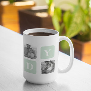 Modern Collage Photo Mint & Happy FathersDay Gift Coffee Mug