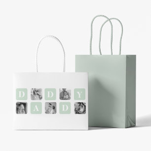 Modern Collage Photo Mint & Happy FathersDay Gift Large Gift Bag