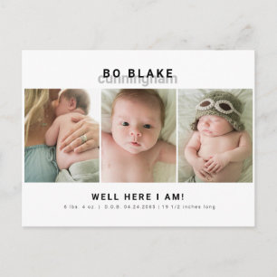Modern Collage Photo Neutral Baby Birth  Postcard