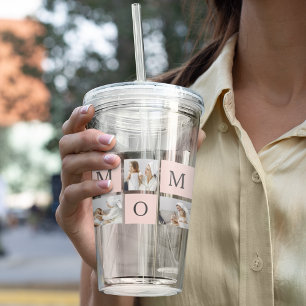Modern Collage Photo & Pastel Pink Mommy Gift Acrylic Tumbler