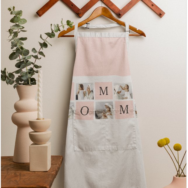 Modern Collage Photo & Pastel Pink Mommy Gift Apron (Creator Uploaded)