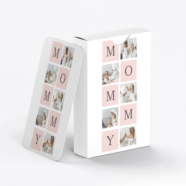 Modern Collage Photo & Pastel Pink Mommy Gift Playing Cards (Creator Uploaded)