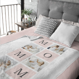 Modern Collage Photo & Pastel Pink Mommy Gift Sherpa Blanket