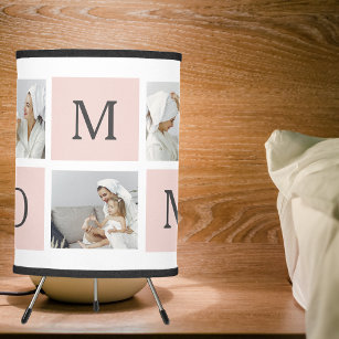 Modern Collage Photo & Pastel Pink Mommy Gift Tripod Lamp