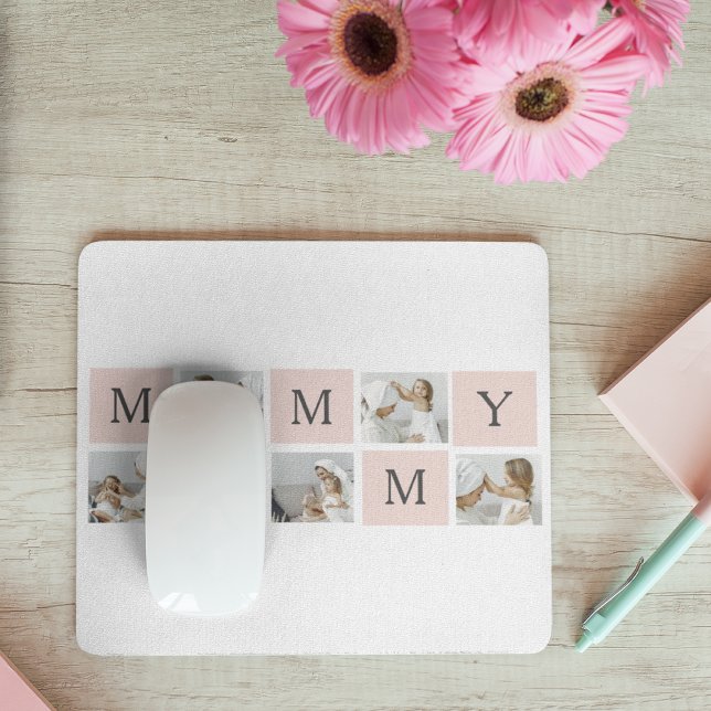 Modern Collage Photo & Pastel Pink Mommy  Mouse Pad (Creator Uploaded)