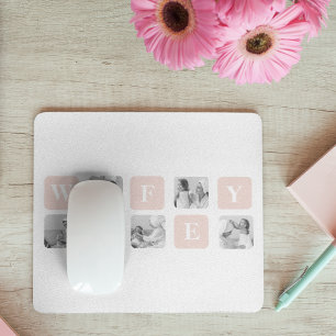 Modern Collage Photo & Pink Gift For Lovely Wifey Mouse Pad
