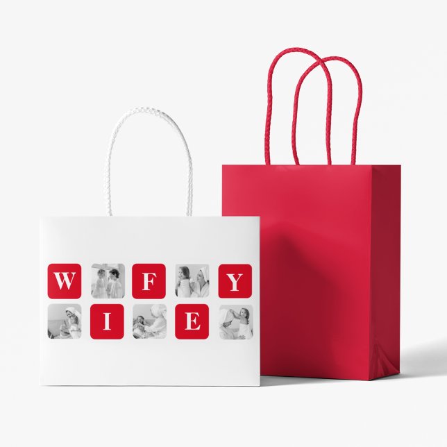 Modern Collage Photo & Red Gift For Lovely Wifey Large Gift Bag (Creator Uploaded)