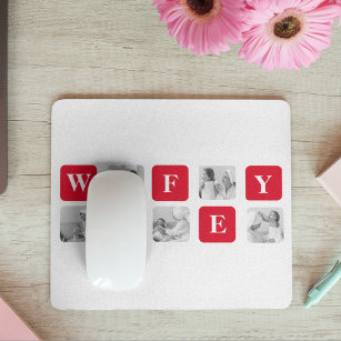 Modern Collage Photo & Red Gift For Lovely Wifey Mouse Pad