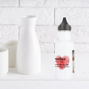 Modern Collage Photo & Red Heart Mother Gift 532 Ml Water Bottle