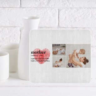 Modern Collage Photo & Red Heart Mother Gift Cutting Board