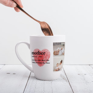 Modern Collage Photo & Red Heart Mother Gift Latte Mug