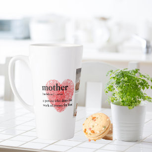 Modern Collage Photo & Red Heart Mother Gift Latte Mug