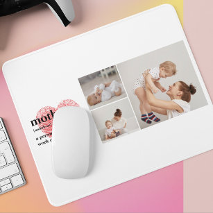 Modern Collage Photo & Red Heart Mother Gift Mouse Pad