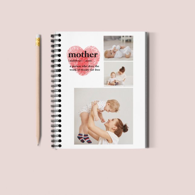 Modern Collage Photo & Red Heart Mother Gift Notebook (Creator Uploaded)