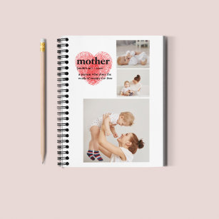 Modern Collage Photo & Red Heart Mother Gift Notebook