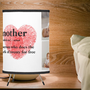 Modern Collage Photo & Red Heart Mother Gift Tripod Lamp