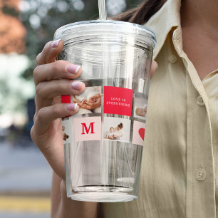 Modern Collage Photo Red & Pink Best Mom Ever Gift Acrylic Tumbler