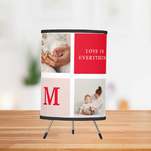 Modern Collage Photo Red & Pink Best Mom Ever Gift Tripod Lamp