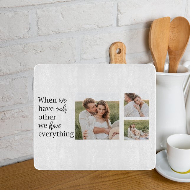 Modern Collage  Photo Romantic Couple Quote Gift Cutting Board (Creator Uploaded)