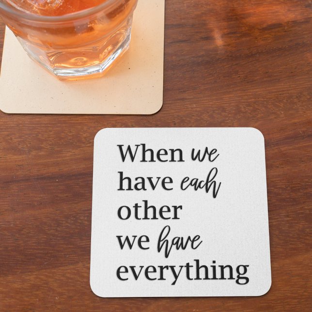 Modern Collage  Photo Romantic Couple Quote Gift Square Paper Coaster (Creator Uploaded)