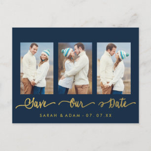 Modern Collage Photo Save the Date Postcard