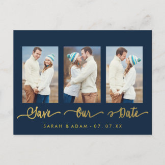 Modern Collage Photo Save the Date Postcard
