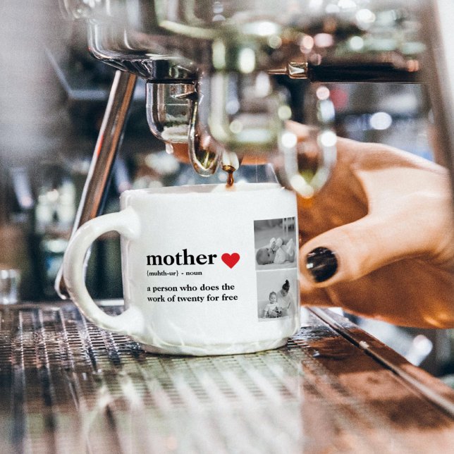 Modern Collage Photo & Text Red Heart Mother Gift Espresso Cup (Creator Uploaded)