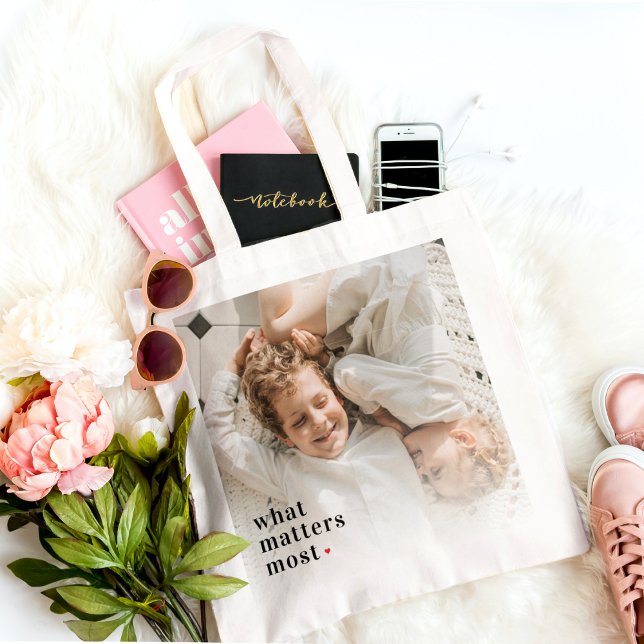 Modern Collage Photo What Matters Most Family Gift Tote Bag (Creator Uploaded)