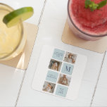 Modern Collage Photos Blue Best Fathers Gift Square Paper Coaster<br><div class="desc">Modern collage photos with a blue theme can make a great gift for Father's Day or any occasion to celebrate a special dad. Collage photos are a unique and creative way to showcase a collection of memorable moments and can be customized to fit the recipient's style and personality.</div>