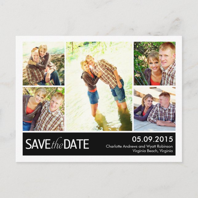 Modern Collage Save The Date Postcard (Front)
