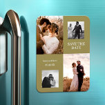 Modern Collage Simple Photo Save The Date Wedding Magnet<br><div class="desc">Make your wedding announcement memorable with our elegant photo couple wedding save the date magnets. Order now and start creating the wedding of your dreams. Featuring a unique and minimalist design, these magnets capture your love story with a stunning photo collage. The elegant and modern layout makes these magnets perfect...</div>