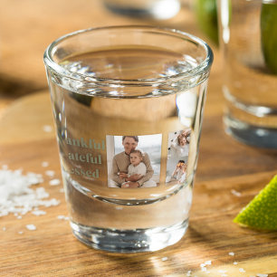Modern Collage Three Photo Happy Thanksgiving Sh Shot Glass