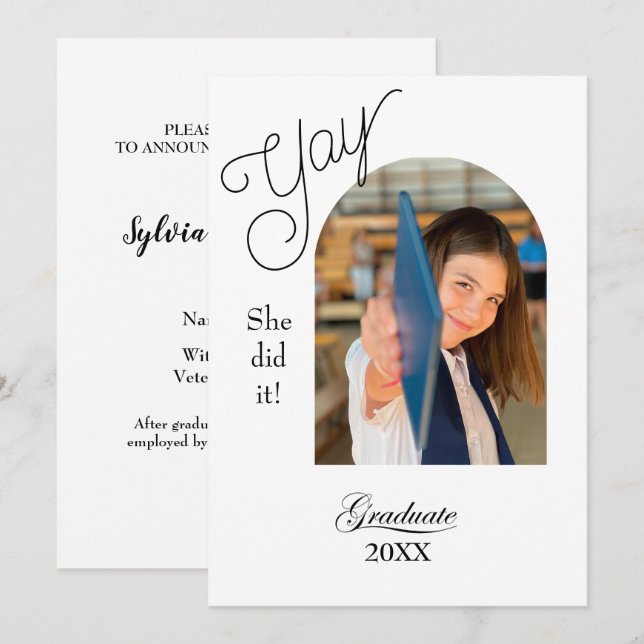 Modern College Graduation Announcement with photo (Front/Back)