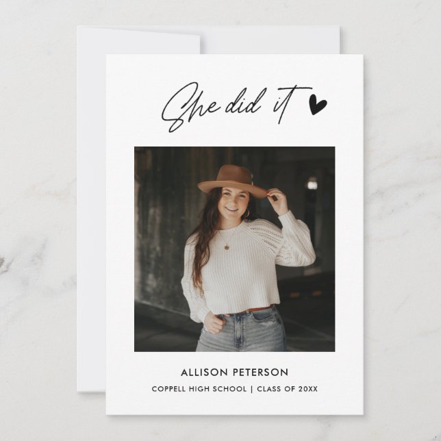 Modern College Graduation Party Photo Invitation (Front)