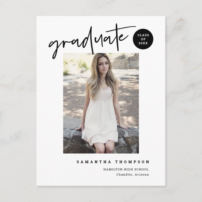 Modern College University High School Grad Photo Postcard (Front)