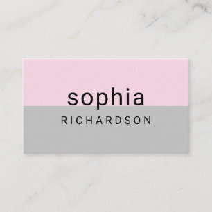 Modern Color Block   Blush Pink and Gray Business Card