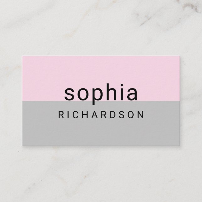 Modern Color Block | Blush Pink and Gray Business Card (Front)