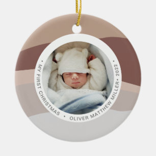 Modern Color Block My First Christmas Blush Mauve Ceramic Ornament