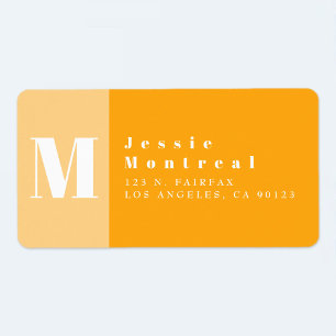Modern Color Block Tangerine Orange Return Address Label