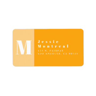 Modern Color Block Tangerine Orange Return Address Label