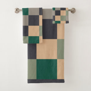 Modern Color Checks Checkerboard Bath Towel Set