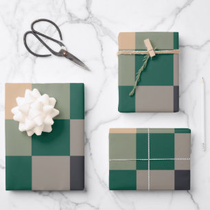 Modern Color Checks Checkerboard Wrapping Paper Sheet