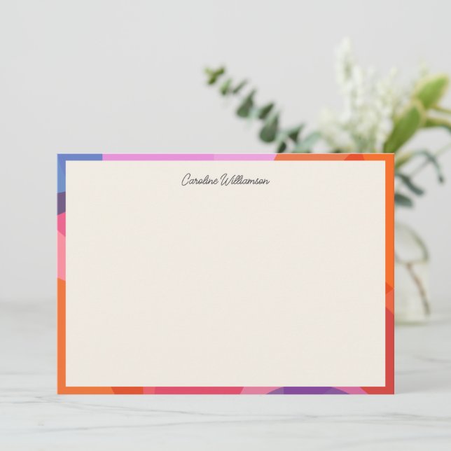 Modern Colorblock Border Personalized Script Name Card (Standing Front)
