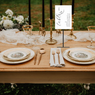 Modern Colorblock Guest Name List Black on White Table Number