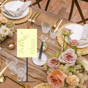 Modern Colorblock Guest Name List   Butter Yellow Table Number