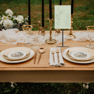 Modern Colorblock Guest Name List Light Sage Table Number