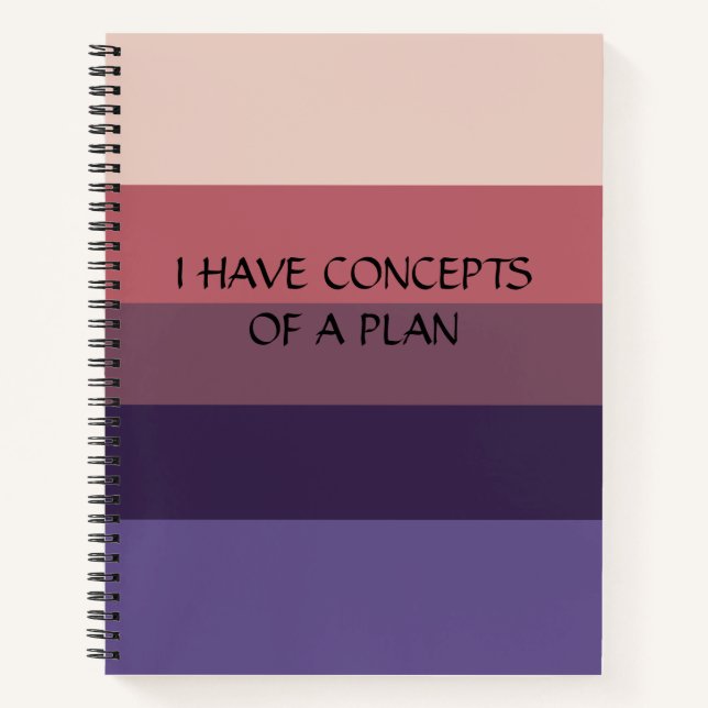 Modern Colorblock Horizontal Stripe Blue Monogram Notebook (Front)