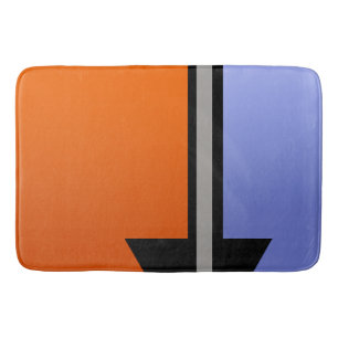 Modern Colorblock Orange, Periwinkle, Black, Grey Bath Mat