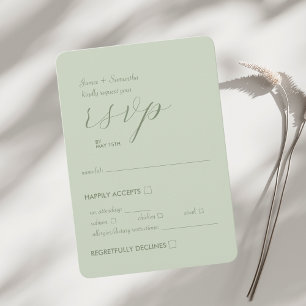 Modern Colorblock Wedding Affair   Light Sage RSVP Card
