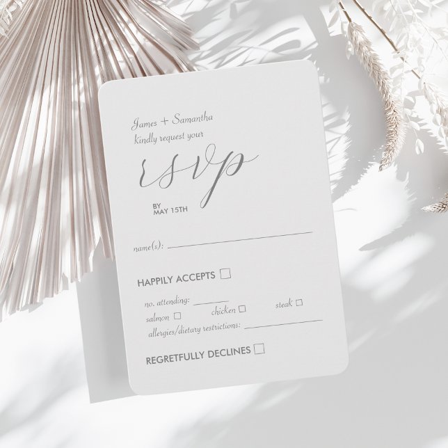 Modern Colorblock Wedding Affair | Light Silver RSVP Card (Creator Uploaded)
